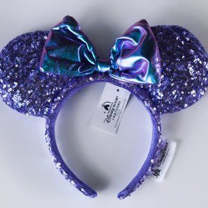 Disney Purple sequin ears with iridescent bow
